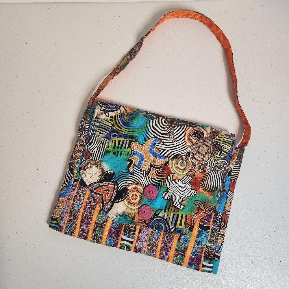 Handmade Sea Turtle Fabric Boho Purse Bag Tropical Vacation